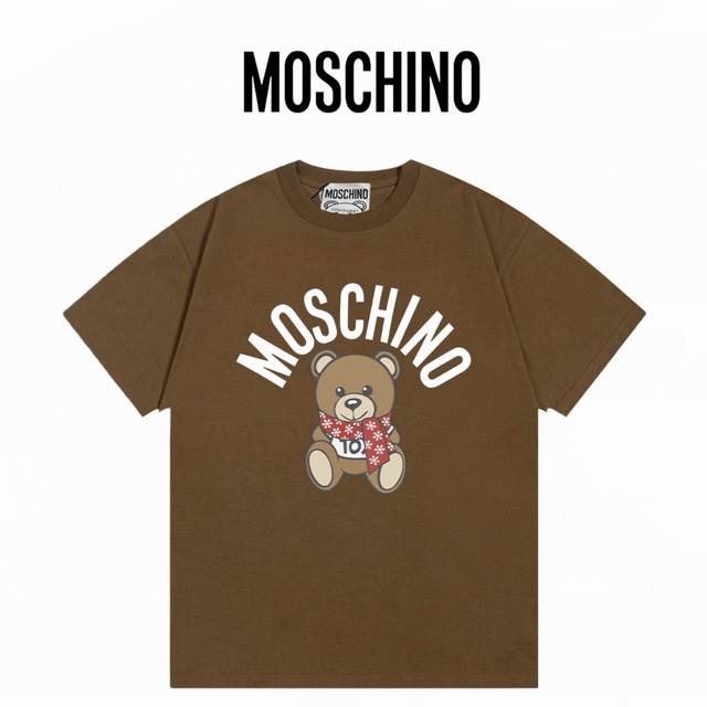 MOSCHINO莫斯奇诺 印花小熊短袖 洗水300克双纱短袖 ：咖啡色 ：XS-L