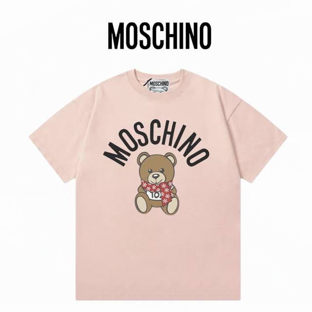 MOSCHINO莫斯奇诺 印花小熊短袖 洗水300克双纱短袖 ：粉色 ：XS-L