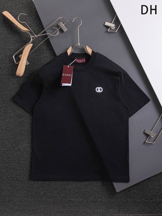 Gucci 古驰 微宽版型 S-XL 25SS Gucc！｜独家定制 胸口双G字母刺绣logo 后幅大logo字母刺绣logo 显得更加靓丽精美工艺圆领款，独家