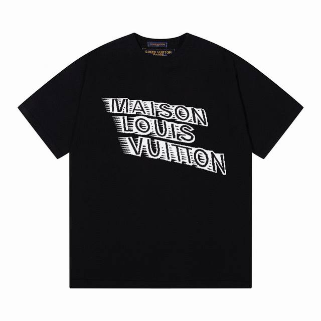 LV驴家字母logo圆领提花针织T恤短袖 颜色：白色 黑色 码数：M L XL XXL