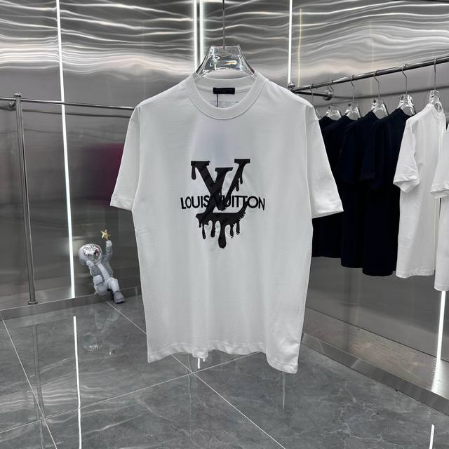 LV 2025春夏新款 个性硅胶 定制面料 上身超舒服男女同款宽松版 S M L XL XXL 五个码 黑色 白色 粉色 灰色