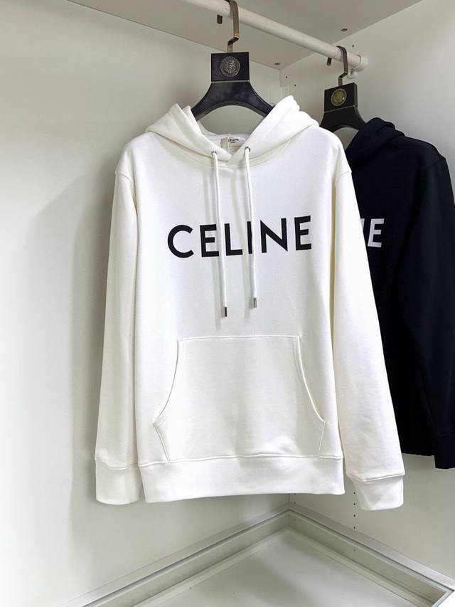 Celine 赛琳 高版本 码数：S-XL 顶级长袖套头卫衣 高级定制百搭款，意大利进口面料任何人都可以轻松驾驭 面料全订制工艺 胸前奢华经典品牌最新logo设 - 点击图像关闭