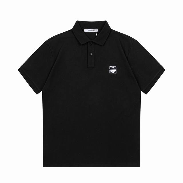 GIVENCHY 纪梵希 2025新款 商务简约刺绣小logo 男女同款 休闲polo衫 定制珠地棉面料 进口田岛机刺绣工艺 领标吊牌主唛三标齐全 颜色：黑色