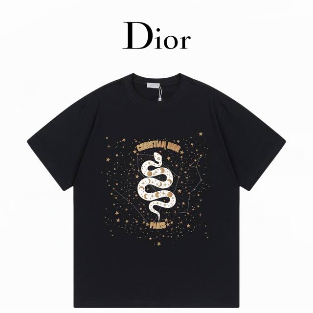 Dior迪奥 数码印花2025蛇年限定 洗水300克双纱 ：黑色 ：XS-L