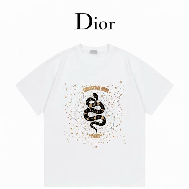 Dior迪奥 数码印花2025蛇年限定 洗水300克双纱 ：白色 ：XS-L