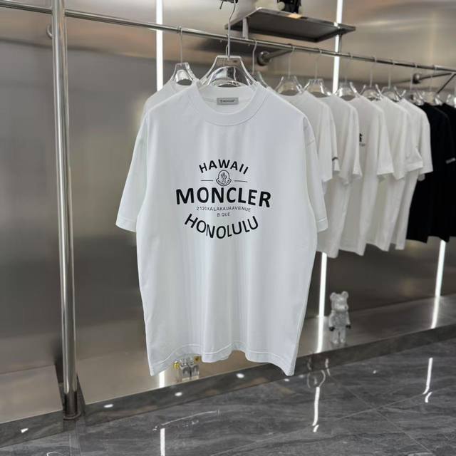 MONCLER 蒙口 2025春夏新款短袖t恤 个性印花 金属点缀男女同款 S M L XL XXL 五个码 黑色 白色